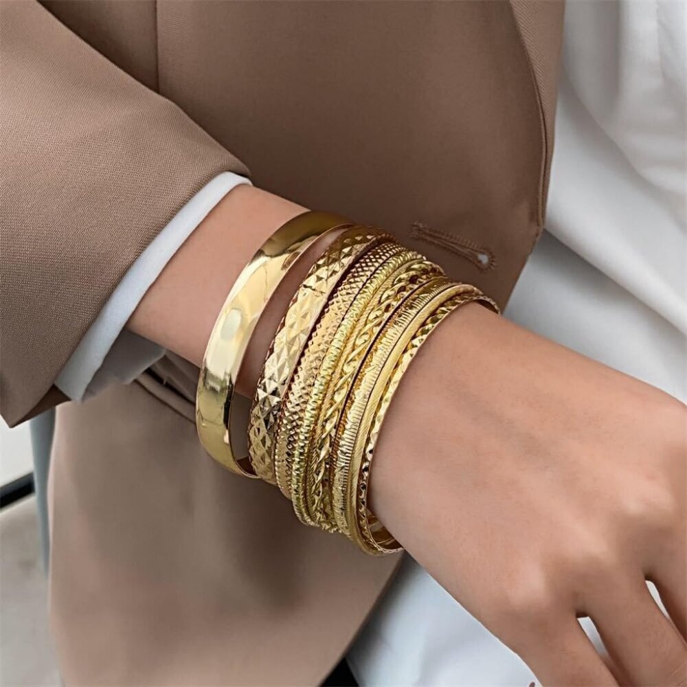 Women's Gold 1 Bracelets Bangles Stackable Bracelet Boho Bangles Indian - Picture 3 of 7